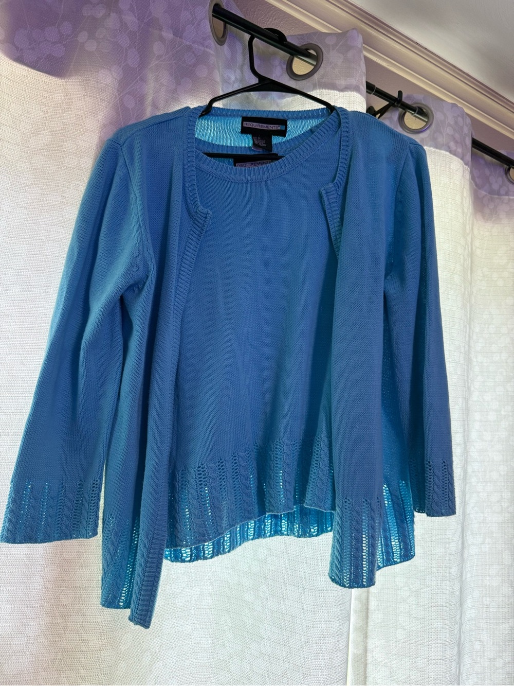 Chico's Teal Blue Knit Two-Piece Top and Open Cardigan